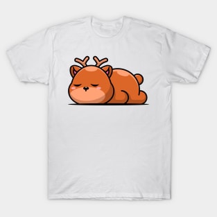 Cute deer sleeping cartoon illustration T-Shirt